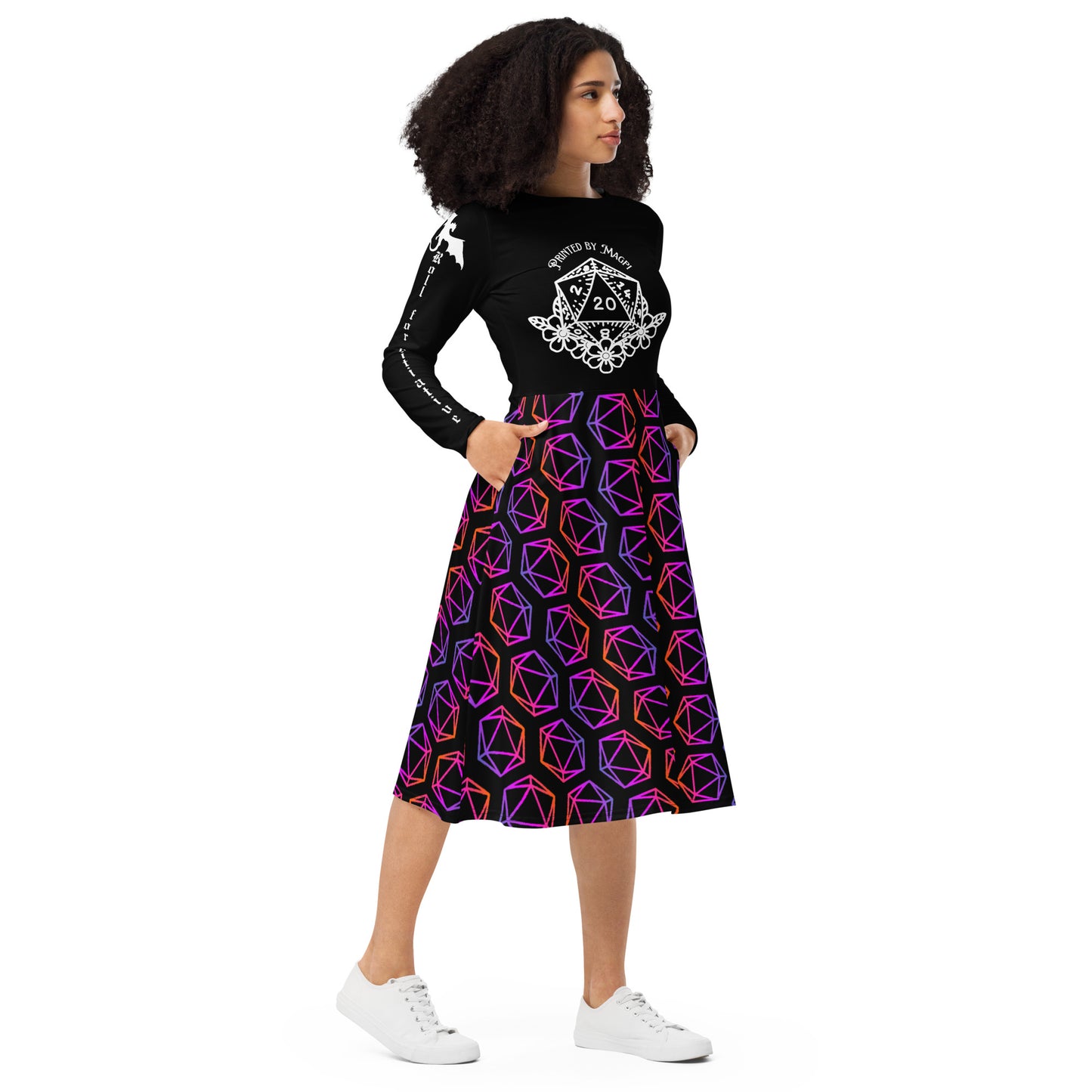 D20 Flower | Long Sleeve Pocket Dress
