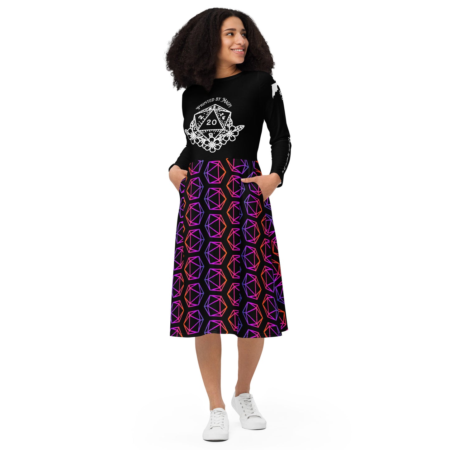 D20 Flower |  Long Sleeve Pocket Dress