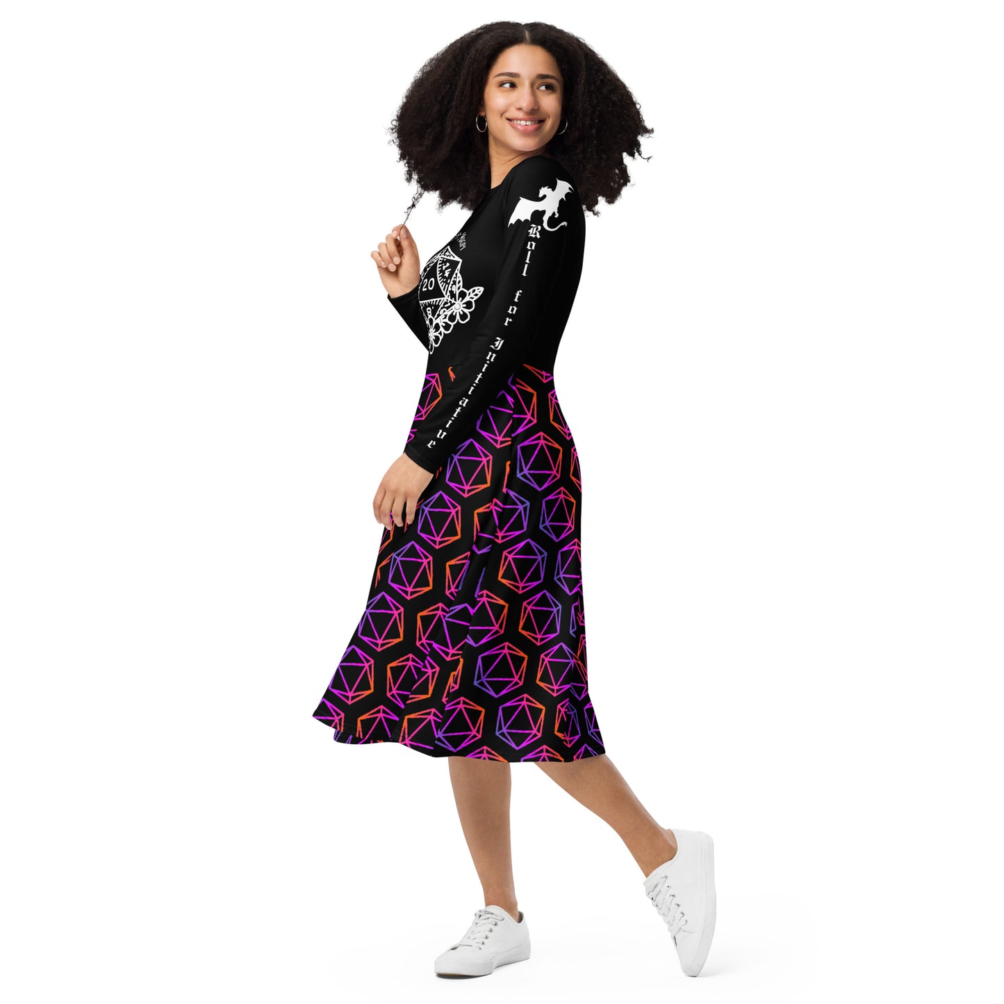 D20 Flower |  Long Sleeve Pocket Dress